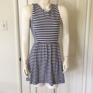 Madewell blue & white striped fit and flare dress